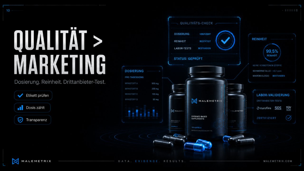 Qualität schlägt Marketing: Dosierung, Reinheit und Drittanbieter-Tests prüfen