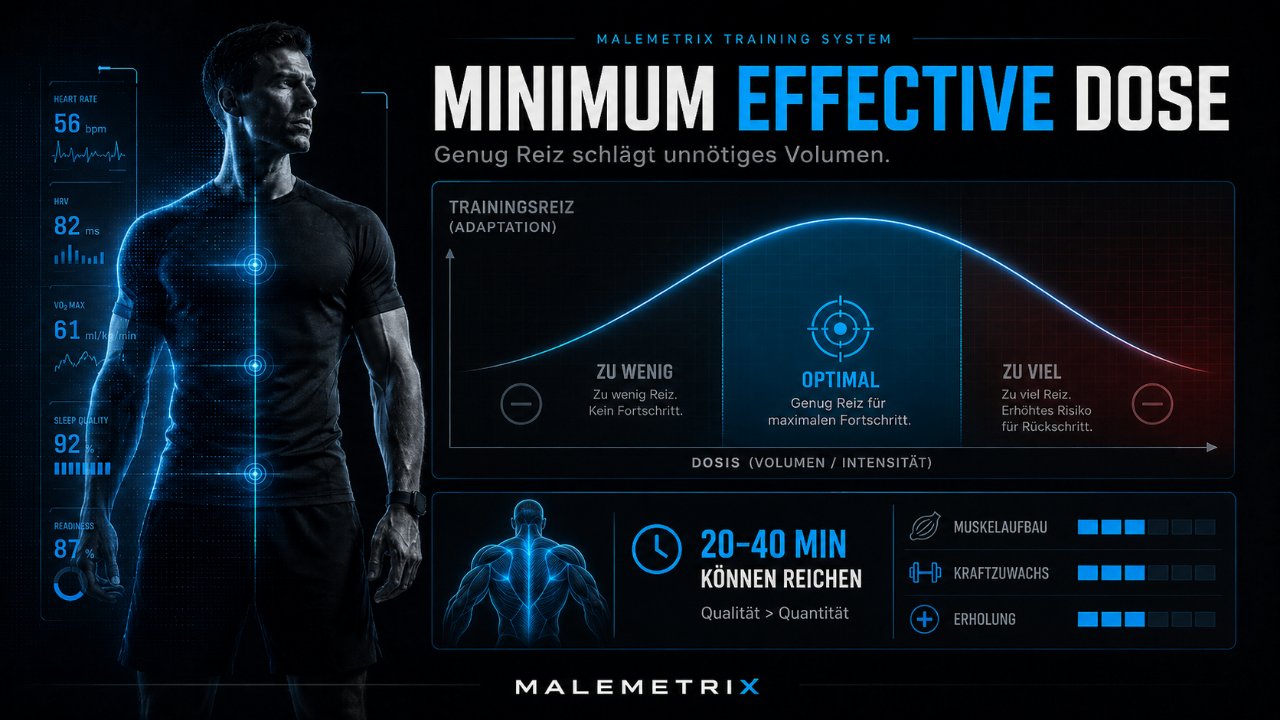 Minimum Effective Dose: genug Reiz schlägt unnötiges Volumen, 20-40 Minuten können reichen